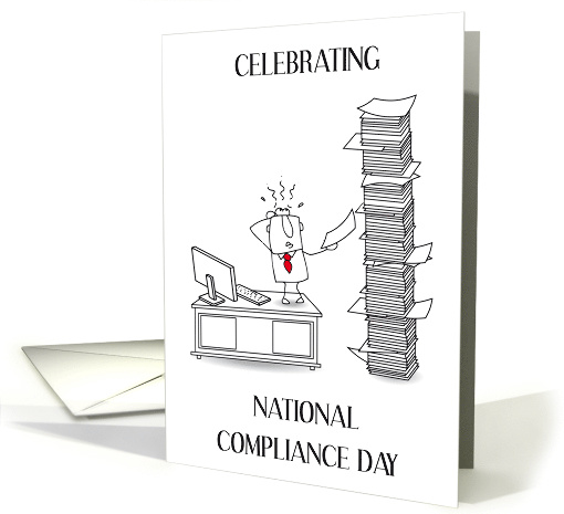 National Compliance Officer Day September 26th Paperwork Cartoon card