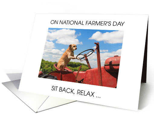 National Farmer's Day October 12th Dog Driving a Tractor Humor card