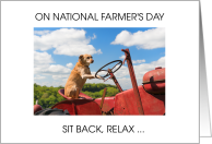 National Farmer’s Day October 12th Dog Driving a Tractor Humor card