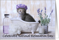 National Relaxation Day August 15th Pampered Kitten in a Bathtub card