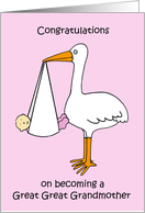 Great Great Grandmother Congratulations Baby Girl Cartoon Stork card