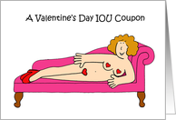 Valentine’s Day IOU Coupon Sexy Cartoon Lady Wearing Hearts card