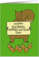 Squirrel Appreciation Day January 21st Cartoon Squirrel and Banner card