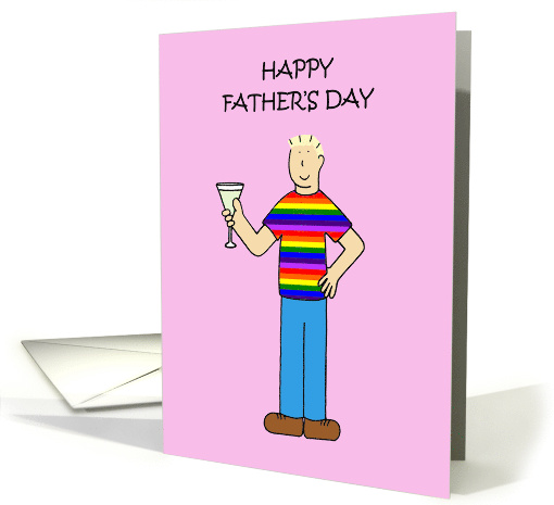 Happy Father's Day Cartoon Gay Dad in Rainbow T-shirt card (1559834)