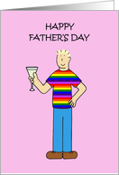 Happy Father’s Day Cartoon Gay Dad in Rainbow T-shirt card