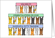 Congratulations on Your Successful Potty Training Cartoon Cats card