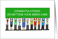 Congratulations on Getting Your Green Card Cartoon Group of People card