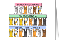 Congratulations on Becoming a Big Brother to Twins Cartoon Cats card