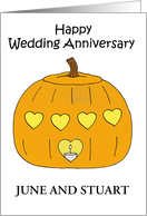 Halloween Wedding Anniversary Cartoon Pumpkin Personalize Any Names card
