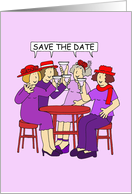 Save the Date Group of Red Hat Ladies Cartoon Humor card