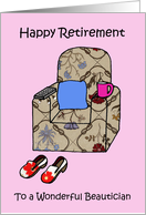 Happy Retirement to Beautician Cartoon Armchair card