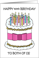 Happy Mutual Same Day 40th Birthday Cartoon Cake and Candles card