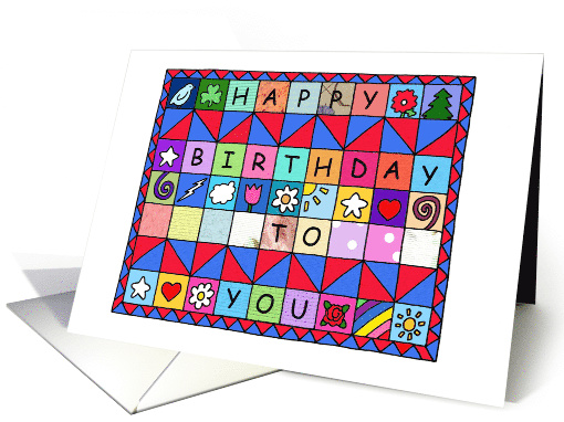Happy Birthday for Quilter Illustrated Quilt with... (1581758)