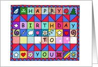 Happy Birthday for Quilter Illustrated Quilt with Birthday Message card