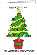Happy Christmas to Flower Arranger Cartoon Tree Covered in Blooms card