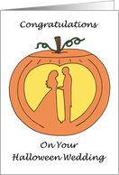 Happy Halloween Wedding Congratulations Romantic Carved Pumpkin card