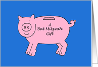 Bat Mitzvah Gift Money Gift Enclosed Smiling Cartoon Piggy Bank card