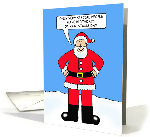 Christmas Day December 25th Birthday Cute Cartoon Talking Santa card