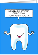 Congratulations on Losing Your First Tooth Cartoon Talking Tooth card