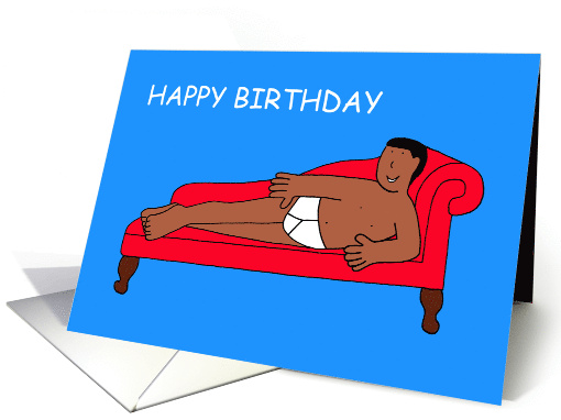Happy Birthday Cartoon African American Man in Underpants card