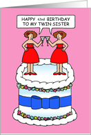 Happy Birthday to Twin Sister to Personalize with Any Age Cute Cake card