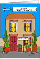Coronavirus Self-isolating Happy Cinco de Mayo Cartoon House card