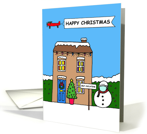 Coronavirus Self-isolation Happy Christmas Cartoon Festive House card