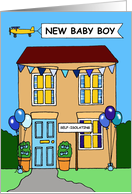 Coronavirus Self-isolation Congratulations New Baby Boy Cartoon card