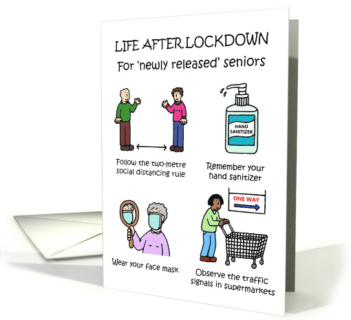 Covid 19 Life After Lockdown for Seniors Advice Cartoon Humor card