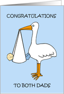 Congratulations to Gay Male Couple Birth of Baby Boy Cartoon Stork card