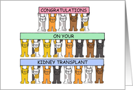 Congratulations on Kidney Transplant Cartoon Kittens Holding Banners card