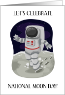 National Moon Day July 20th Cartoon Astronaut on the Moon card