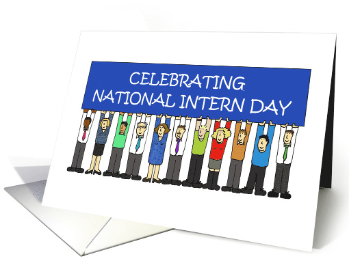 National Intern Day, July, Cartoon Group of Diverse People. card