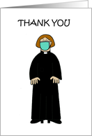 Covid 19 Thanks to Female Vicar Minister Curate Cartoon Blank Inside card