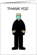 Covid 19 Thank You to Male Minister Curate Priest Cartoon Blank Inside card