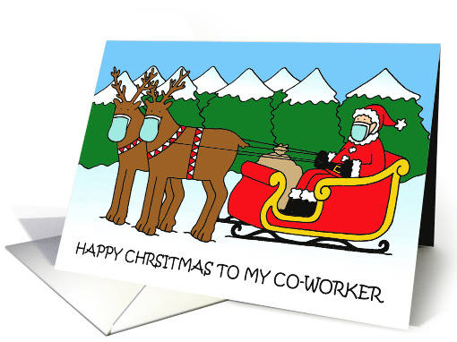 Covid 19 Happy Christmas to My Co-worker Cartoon Humor card (1637626)