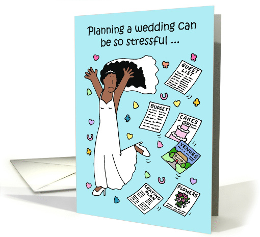 Covid 19 Wedding Planning Stress African American Bride Cartoon card