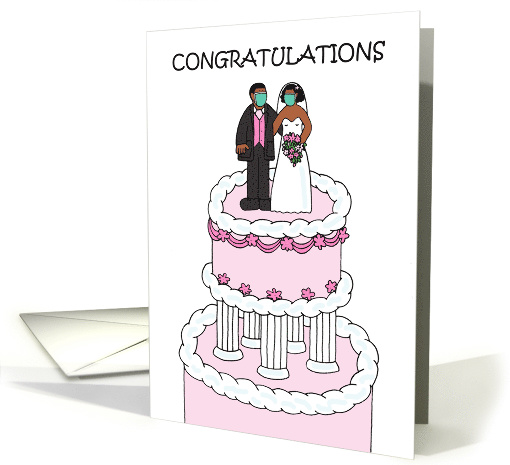 Covid 19 Wedding Congratulations African American Couple Cartoon card