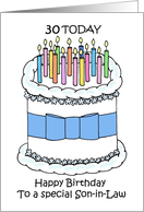 Happy 30th Birthday Son in Law Cartoon Cake and Candles card