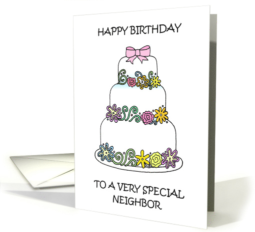 Happy Birthday to Neighbor Pretty Decorated Cake American... (1644448)