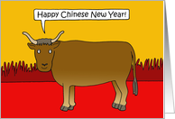 Happy Chinese New Year of the Ox Cartoon Illustration card