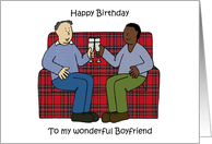 Happy Birthday to Gay Boyfriend Interracial Male Couple Romance card