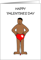 Happy Valentine’s Day Cartoon African American Man Wearing a Balloon card