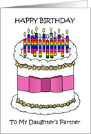 Happy Birthday to Partner of Gay Daughter Cartoon Cake and Candles card