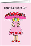 Covid 19 Happy Galentine’s Day Cartoon Lady in Romantic Fashion card