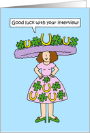 Good Luck with Your Interview Lady in Four Leaf Clover Dress card