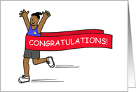 Congratulations African American Female Runner Cartoon card