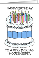 Happy Birthday to Housekeeper Cartoon Cake and Candles card
