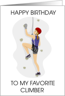 Happy Birthday Female Climber on Climbing Wall card