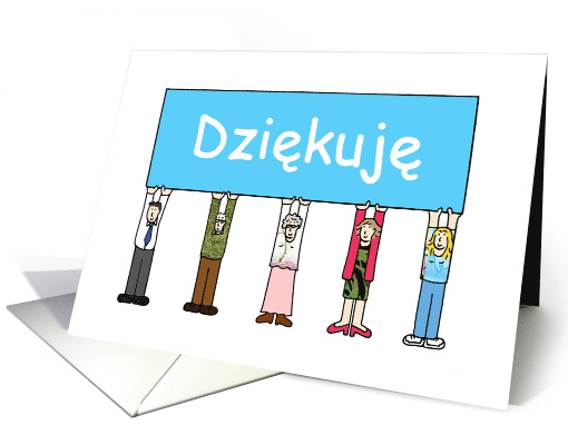 Thank You in Polish Cartoon People Holding a Banner card (1689174)